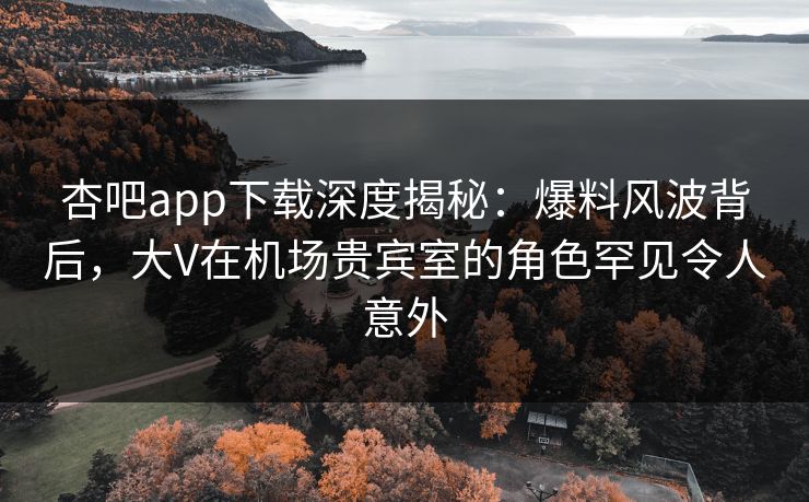 杏吧app下载深度揭秘：爆料风波背后，大V在机场贵宾室的角色罕见令人意外