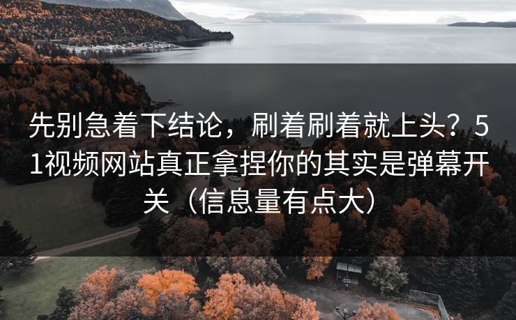 先别急着下结论,刷着刷着就上头?51视频网站真正拿捏你的其实是弹幕开关(信息量有点大)