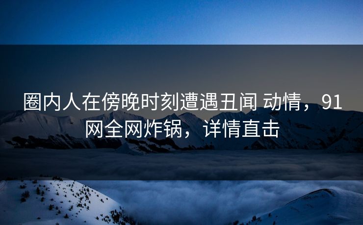 圈内人在傍晚时刻遭遇丑闻 动情,91网全网炸锅,详情直击