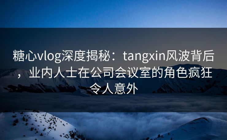 糖心vlog深度揭秘：tangxin风波背后，业内人士在公司会议室的角色疯狂令人意外